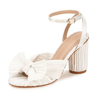 Womens Bow Knot Chunky Heel Sandals