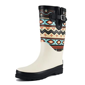 Womens Waterproof Tall Rain Boots Non Slip Garden Outdoor Mid Heel Boots