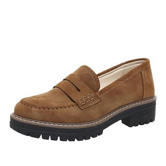 Womens Platform Chunky Penny Loafers Office Casual Shoes
