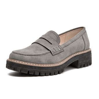 Womens Platform Chunky Penny Loafers Office Casual Shoes