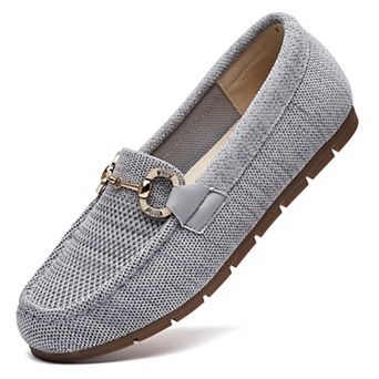 Womens Knit Slip On Loafers Breathable Mesh Arch Support Work Shoes