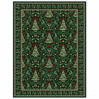 Machine Washable Vintage Evergreen Area Rug for Living Room Entryway Low Pile Carpet