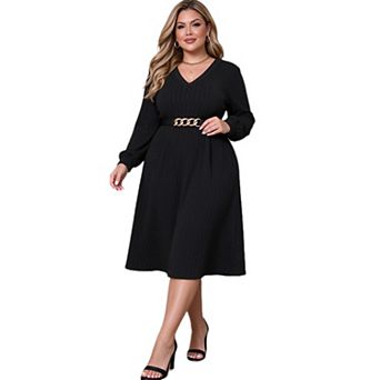 Plus Size Women Sweetheart Neck Ribbed Knit Midi Dress