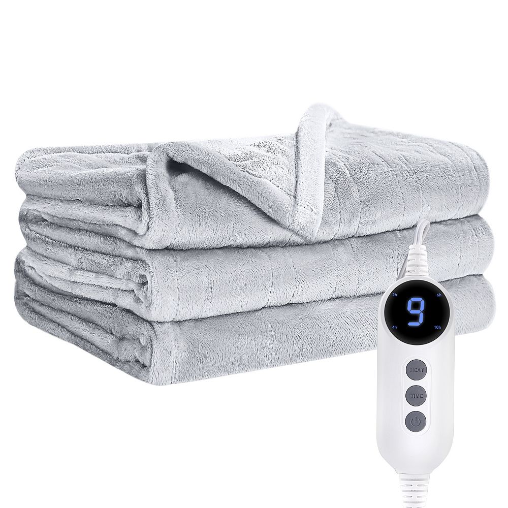 Electric Heated Blanket, Double-Sided Flannel, 9 Heat Settings, Auto ...