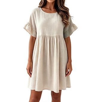 Women's Short Sleeve A-Line Mini Dress