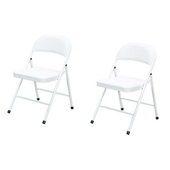 Decksplore Folding Chairs 2 Pack PU Leather Padded for Indoor Outdoor Use Heavy Duty Portable