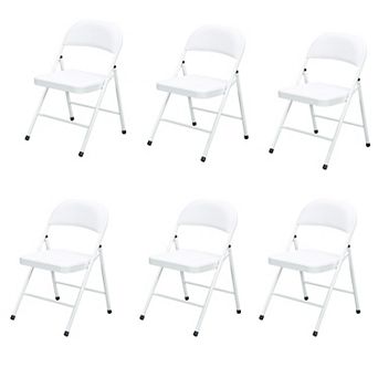 Decksplore 6 Pack Padded Folding Chairs Ergonomic PU Leather Seat Heavy Duty Metal for Home Office