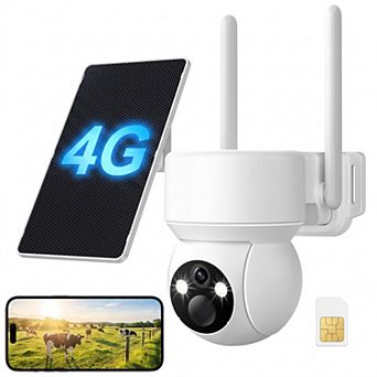 Solar Security Cameras Wireless Outdoor, 4G LTE Cellular, with SIM Card No WiFi Needed,Night Vision