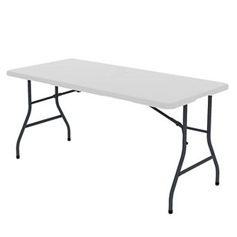 Decksplore Heavy Duty Portable Folding Table 5 FT Indoor Outdoor Fold in Half Design with Carrying