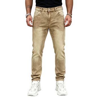 Men's Slim‑Straight Washed Denim Jeans, Modern Daily Casual Long Trousers