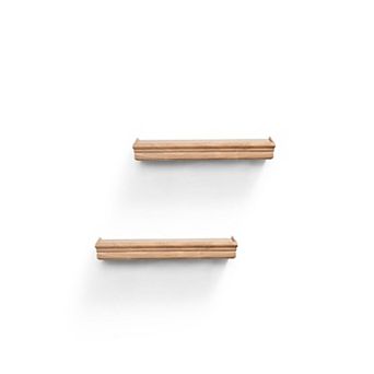 2 pc 17.91" Wood Floating Shelves w/ Invisible Brackets for Bed, Bath, Living Room, Kitchen Decor