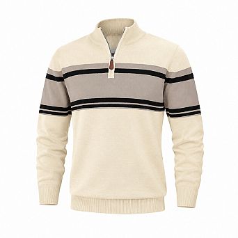 Men's Quarter Zip Slim Fit Mock Neck Knit Pullover Casual Business Sweater