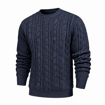 Premium Cable Knit Crewneck Pullover Sweater Casual Warm Versatile