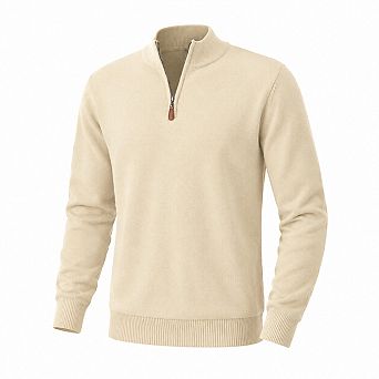 Men's Quarter Zip Slim Fit Mock Neck Knit Pullover Casual Business Sweater