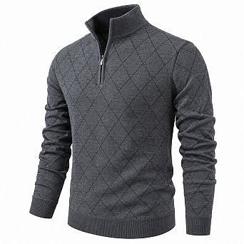 Men's Quarter Zip Lightweight Knit Pullover Sweater Casual Work Wear