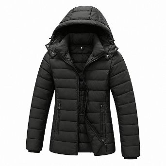 Women's Lightweight Waterproof Down Puffer Jacket With Detachable Hood For Winter Warmth