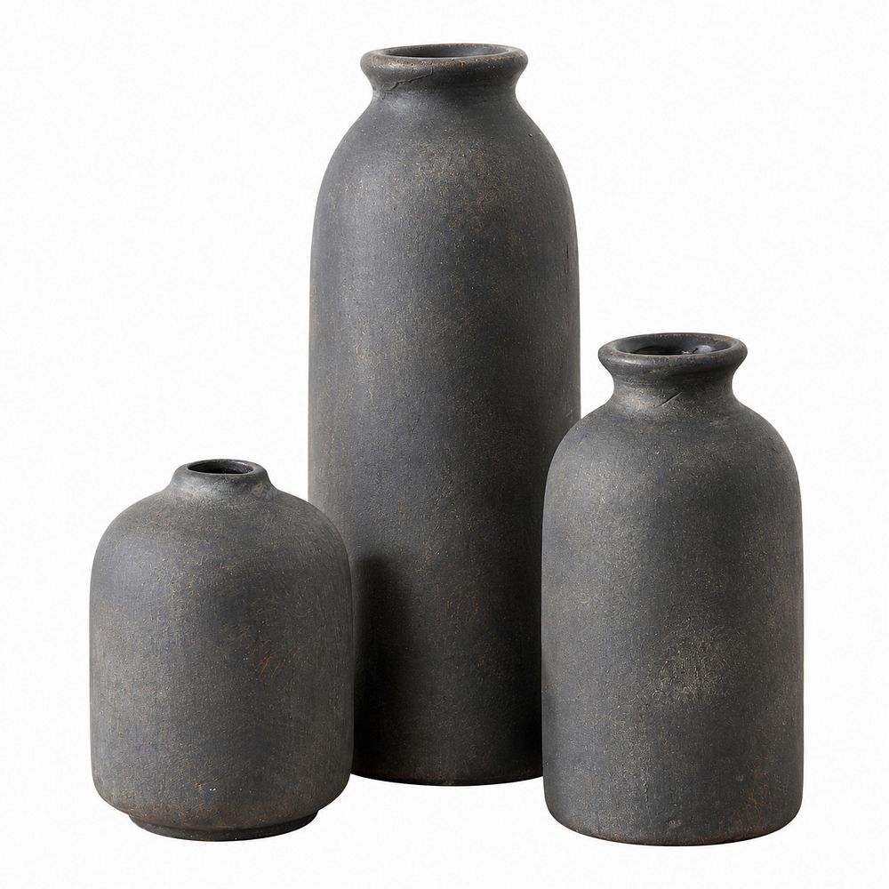 Ceramic Vase Set of 3 Decorative Rustic Farmhouse Pottery for Living ...