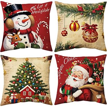 Pillow Covers 18x18 inch Set of 4, Christmas Decorations Cushion Covers, for Sofa Home Decor
