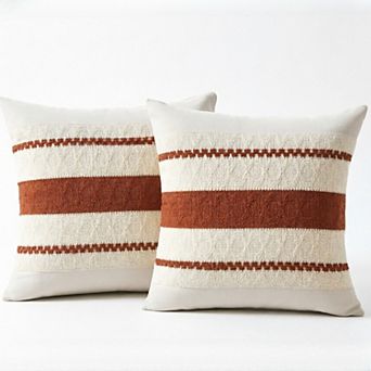 2 Pack Boho Decorative Throw Pillow Covers 18x18 Inch for Couch Bed Sofa, Fall Room Decor