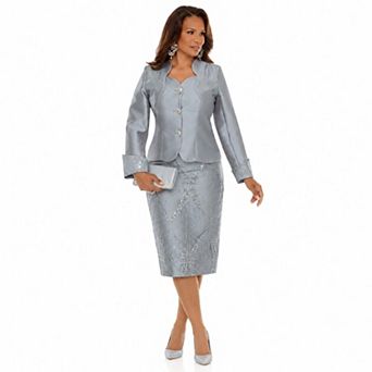 Lisa Rene Women's Embellished 2 pc Jacket & Skirt Set
