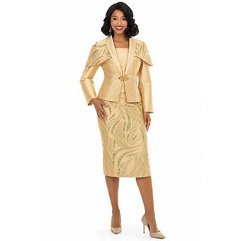 Lisa Rene' Women's Sequin Cape Jacket & Skirt Set