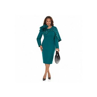 Lisa Rene' Women's Rhinestone Cape Sheath Dress