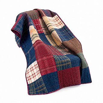 Quilted Throw Blanket Vintage Patchwork Plaid Cozy Lightweight Washable