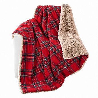 Reversible Tartan Faux Fur Throw Blanket Soft Cozy