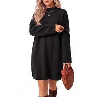 Womens Argyle Oversized Knit Sweater Dress Long Sleeve Fall