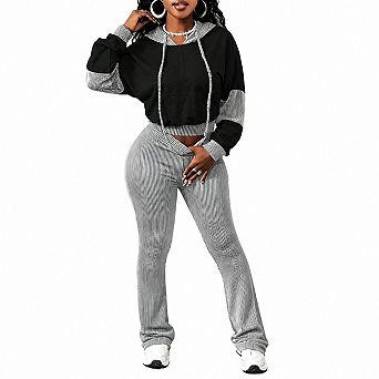 Womens 2 pc Cotton Blend Hooded Lounge Casual Outfits