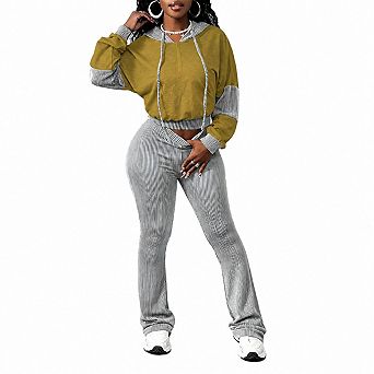 Womens 2 pc Cotton Blend Hooded Lounge Casual Outfits