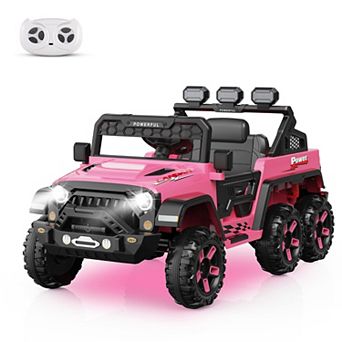 24V 4WD Kids Electric Ride On Car with Parent Remote Control, Slow Start, LED Lights