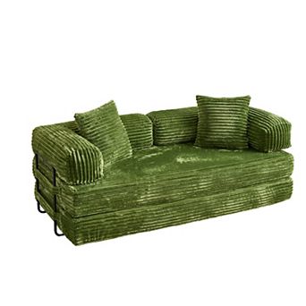 Ovios 80" Convertible Sofa Bed w/ Effortless Set-up, Dual-use Loveseat & Sleeper Couch, Plush Fabric