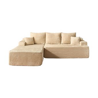 Ovios 96.5" L-shaped Modular Sectional Sofa Set, Assembly-free Couches for Living Room, Plush Fabric
