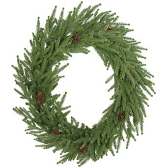 24" Artificial Norfolk Pine Wreath with Pine Cones for Door, Window,Mantel Decor