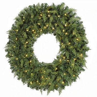 48" Pre-Lit Faux Spruce Christmas Wreath with LED Lights for Entryway, Fireplace,Wall Decor