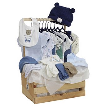 36 pc Baby Boys Baby Shower Wardrobe Gift Crate, Blue