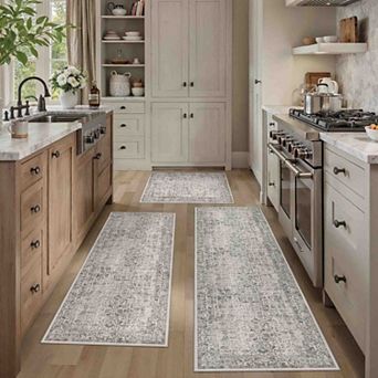 BOGASYL Vintage 3 pc Non Slip Washable Kitchen Rug Set