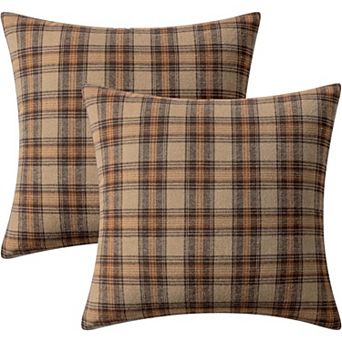2Pack Fall Plaid Pillow Covers Scottish Tartan 18x18 ,Farmhouse Winter Home Decor,for Sofa Couch Bed