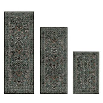 Kitchen Rug Set of 3, Washable Non-Slip Mats with Runner, for Entryway, Bathroom, Hallway