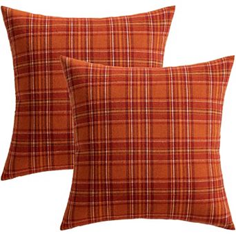 2 Pack Fall Plaid Pillow Covers Scottish Tartan 18x18,for Thanksgiving Sofa Couch Bed Living Room