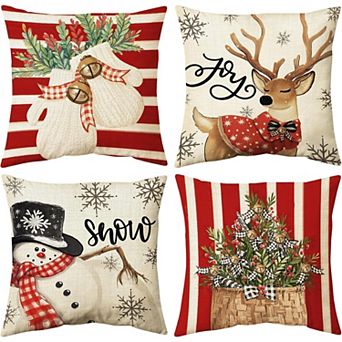 Christmas Pillow Covers 18x18 inch Set of 4, Christmas Decorations Cushion Covers, for Sofa Couch