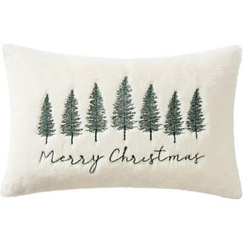 Christmas Pillow Cover 12x20 Set of 1 Cream White Tree Lumbar,Winter Decor Sofa Couch Bedroom