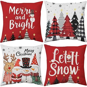 Christmas Pillow Covers 18x18 inch Set of 4,Christmas Decorations Cushion Covers, Xmas Pillow Covers