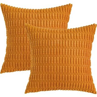 Fall Decorative Throw Pillow Covers 18x18 Pack of 2,Corduroy Boho Striped Pillow Covers,For Sofa