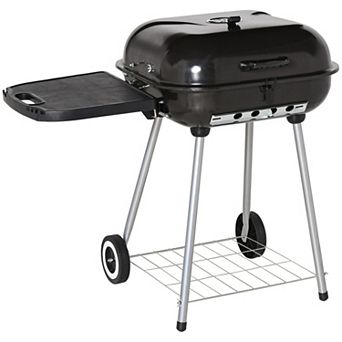 Merck Hearth 21" Portable Charcoal BBQ Grill with Wheels Warming Rack and Adjustable Vent, Black