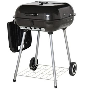 Merck Hearth 22" Charcoal Grill Portable BBQ Grill with Folding Shelf Wheels for Outdoor, Black