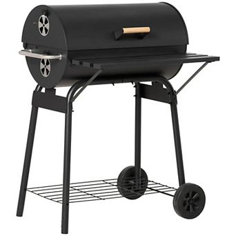 Merck Hearth 30" Portable Charcoal Grill BBQ Trolley with Wheels Storage Racks for Outdoor, Black