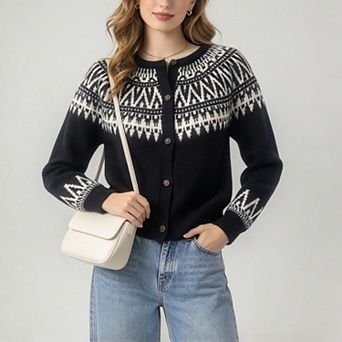 ShopWonder Women Vintage Crew Neck Long Sleeve Button Fall Winter Knit Cardigans Sweaters