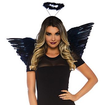 Leg Avenue Women's Halloween 2 pc Angel Costume Kit with Wings and Marabou Halo